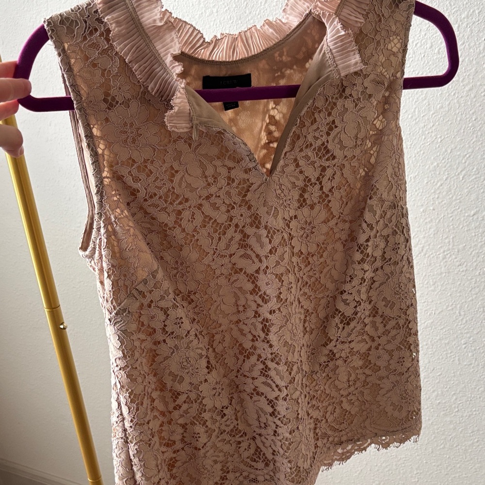Lace Sleeveless Top - Beige